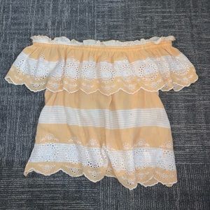 Yellow and White off the shoulder top